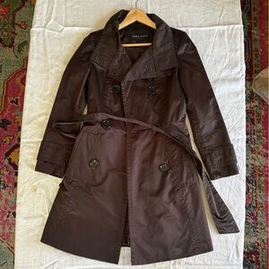 Brown Zara Basics Women’s RainCoat Long